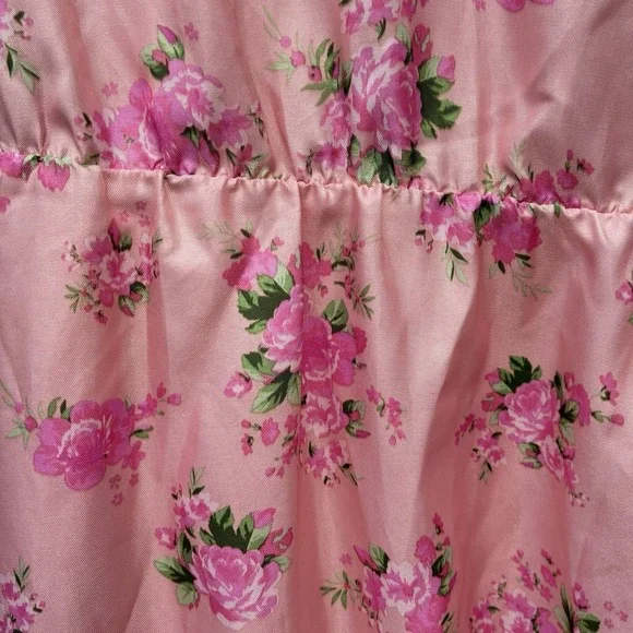 LoveShackFancy x Target Womens 18W Pink Satin Floral Puff Sleeve Mini Dress - Picture 4 of 12